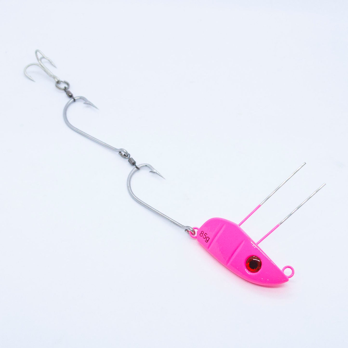 85g Chin Weight with 2 x 7/0 s/s hooks and treble stinger for catching Spanish Mackerel