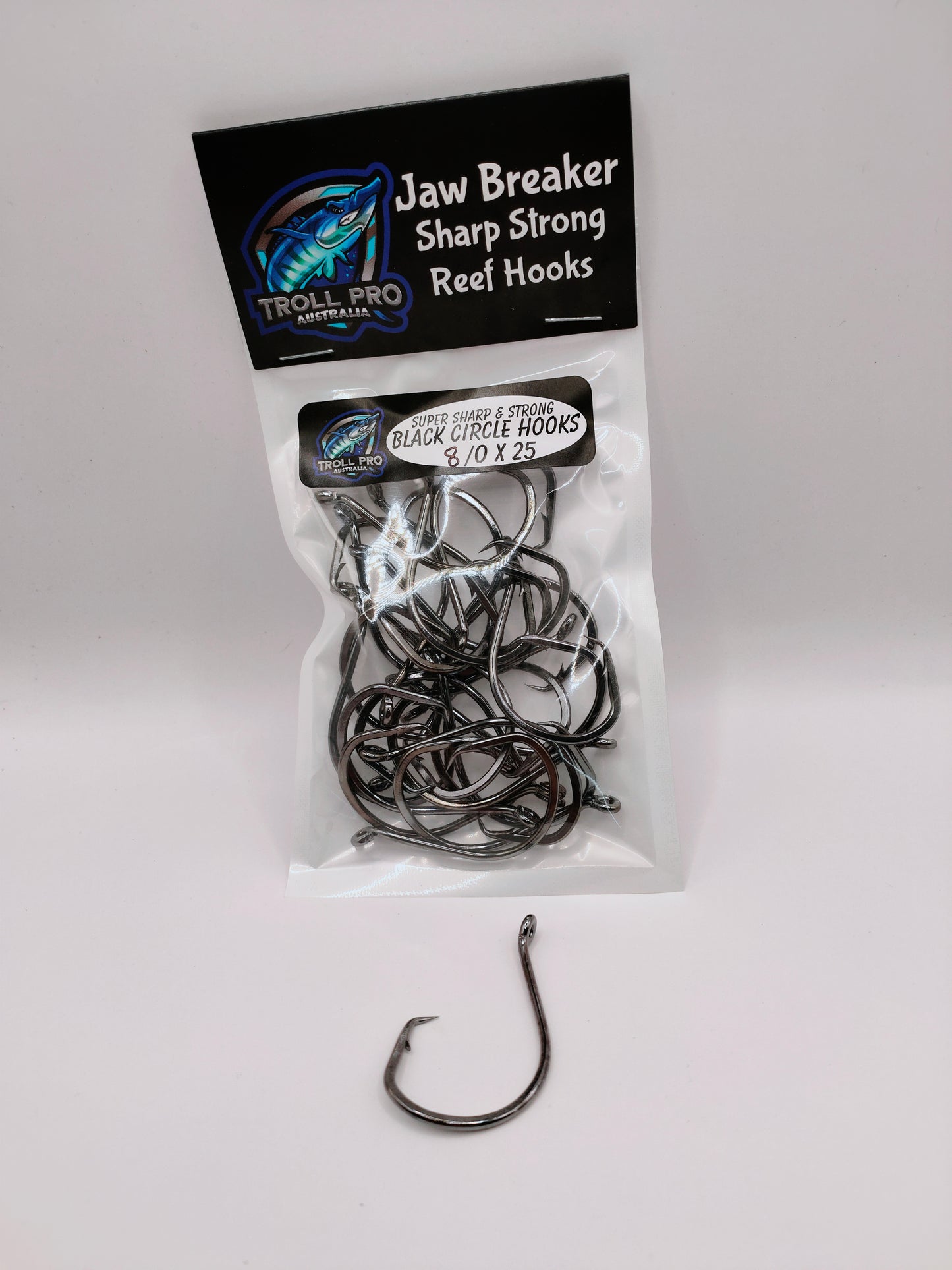 8/0 Black Circle Hooks value pack of 25 hooks