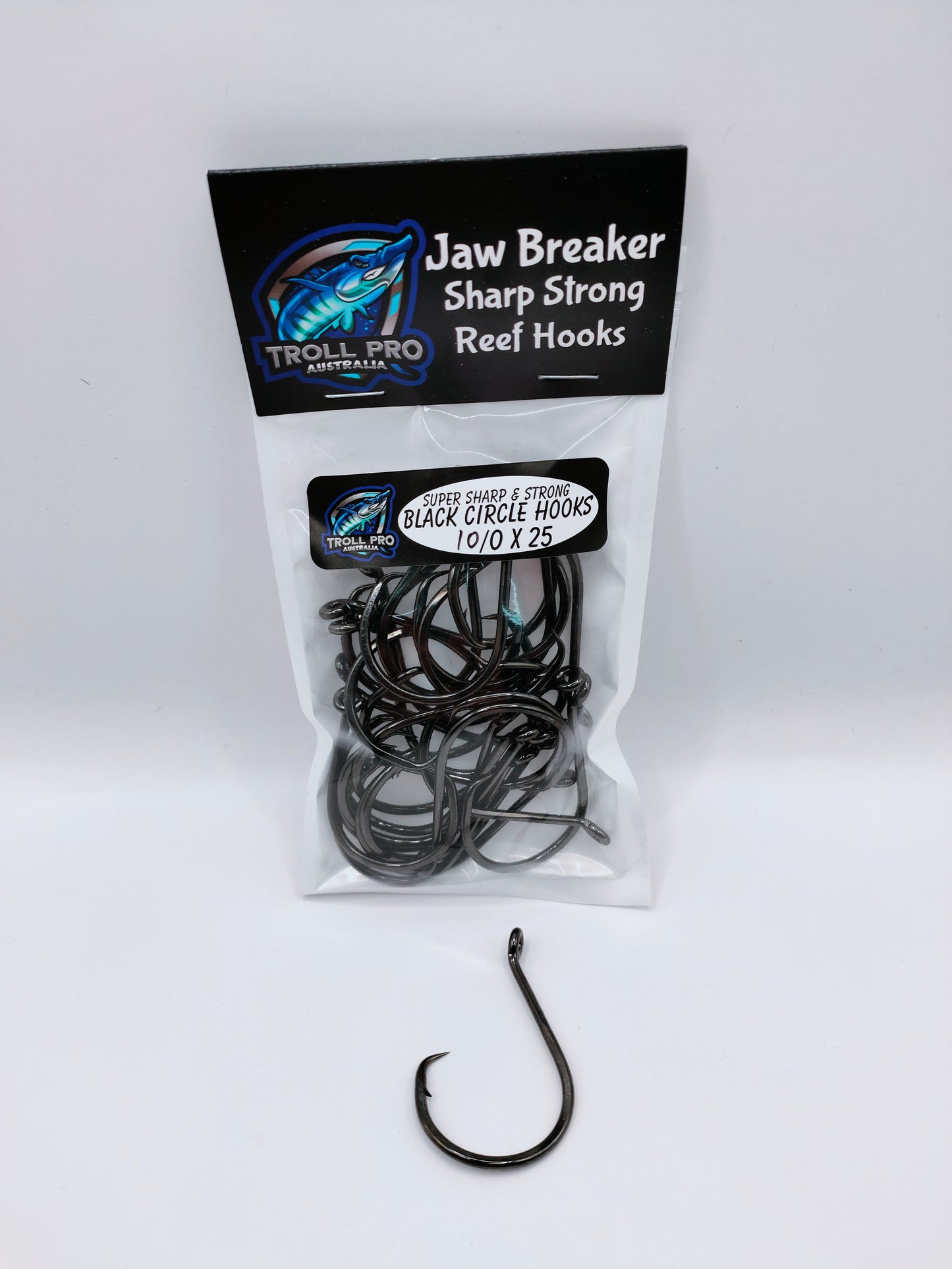 10/0 Black Circle Hooks value pack of 25 hooks