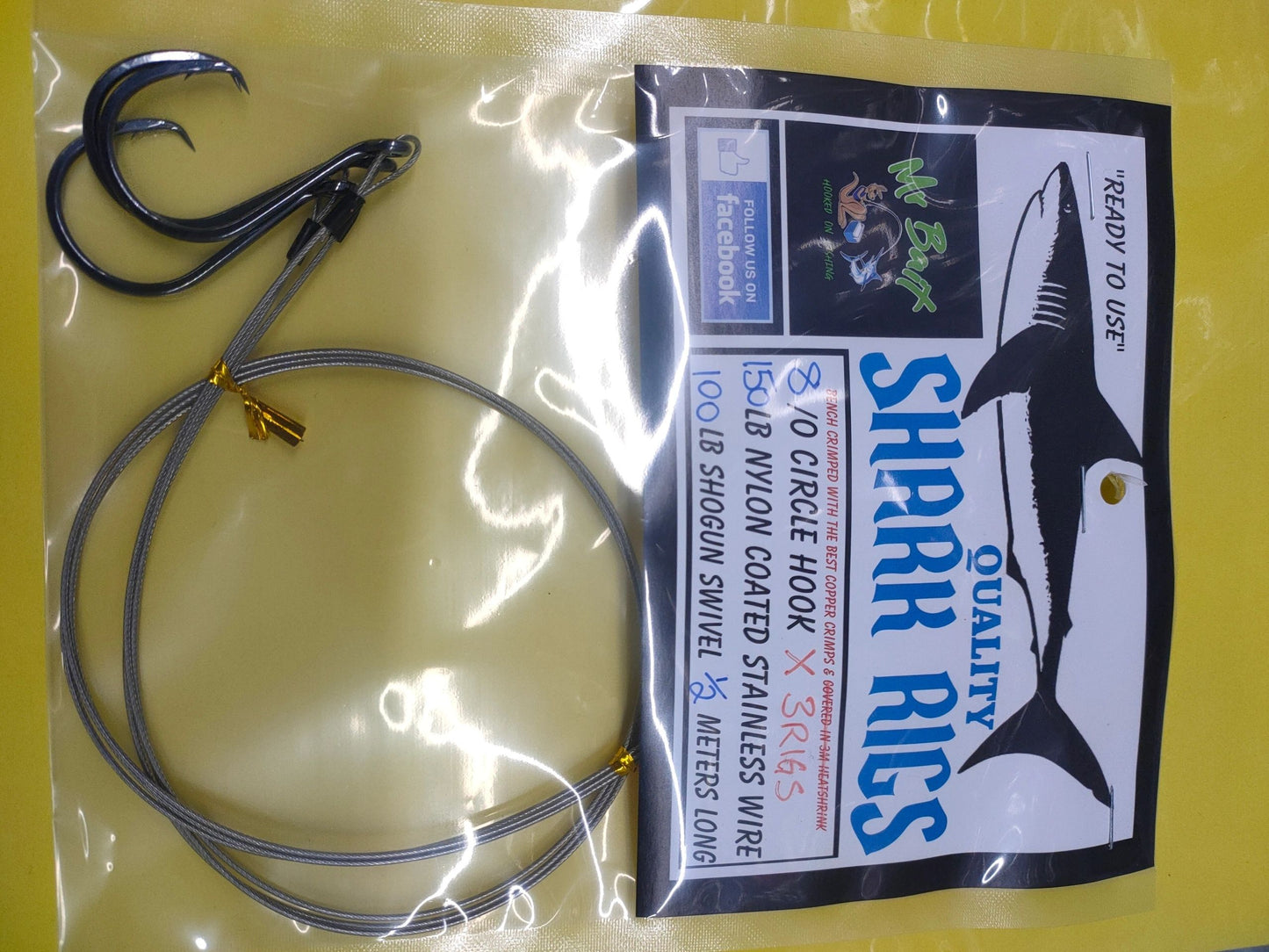 3 X Small Shark Rigs 8/0