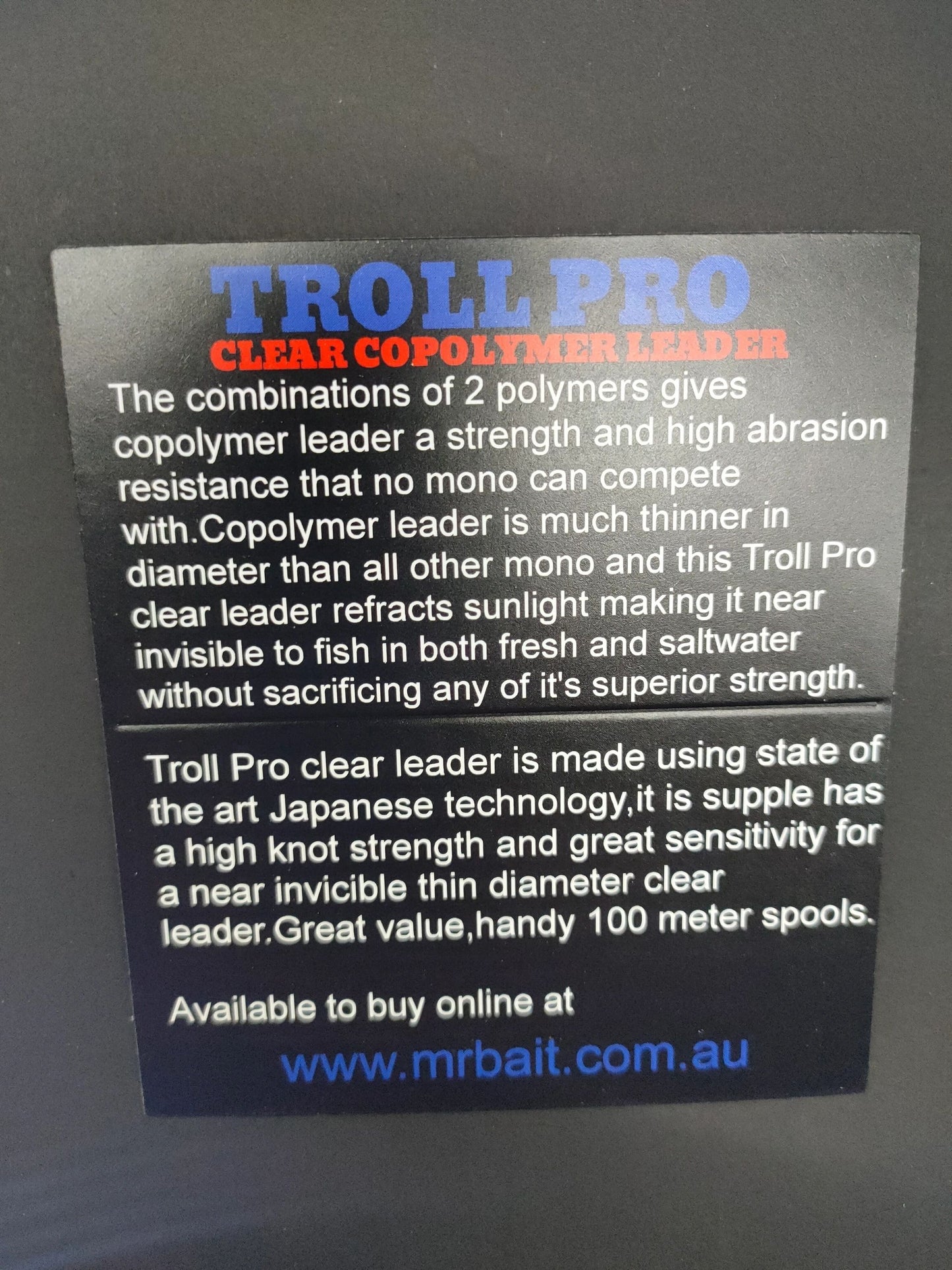 20lb Troll Pro Max Strength clear copolymer leader