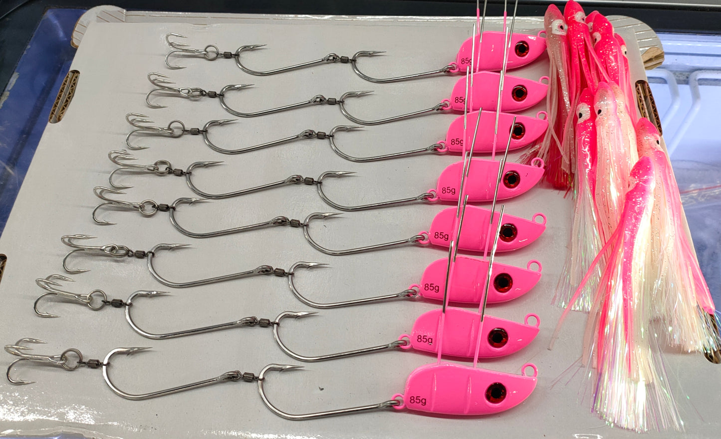130g PELAGIC Chin Weight PINK 2X8/0 WITH TREBLE STINGER