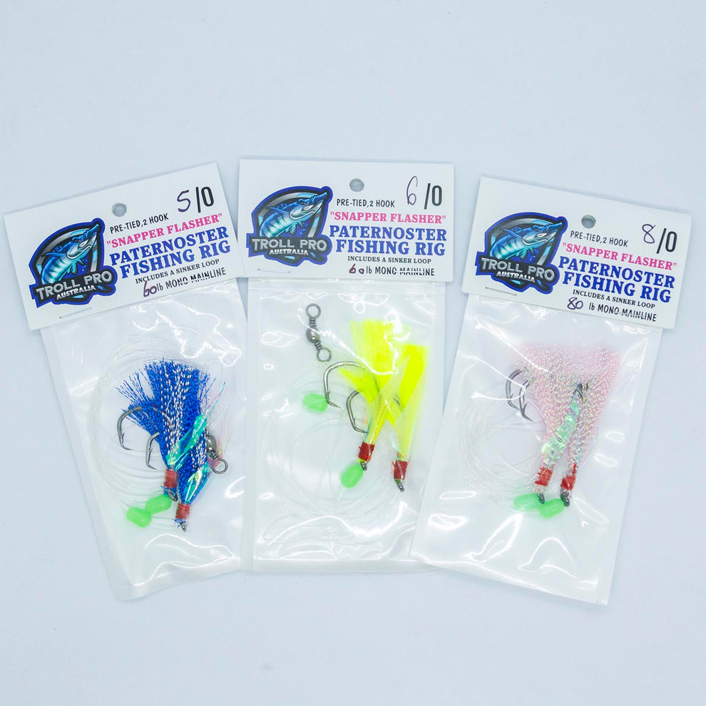 2 SETS 2X8/0 SNAPPER FLASHER PATERNOSTER RIGS – Mr Bait