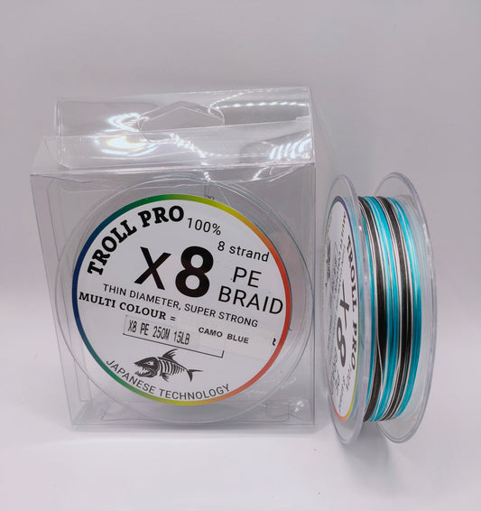 Braid PE8 Fishing Line 15lb 250mt Spool "FREE SHIPPING"