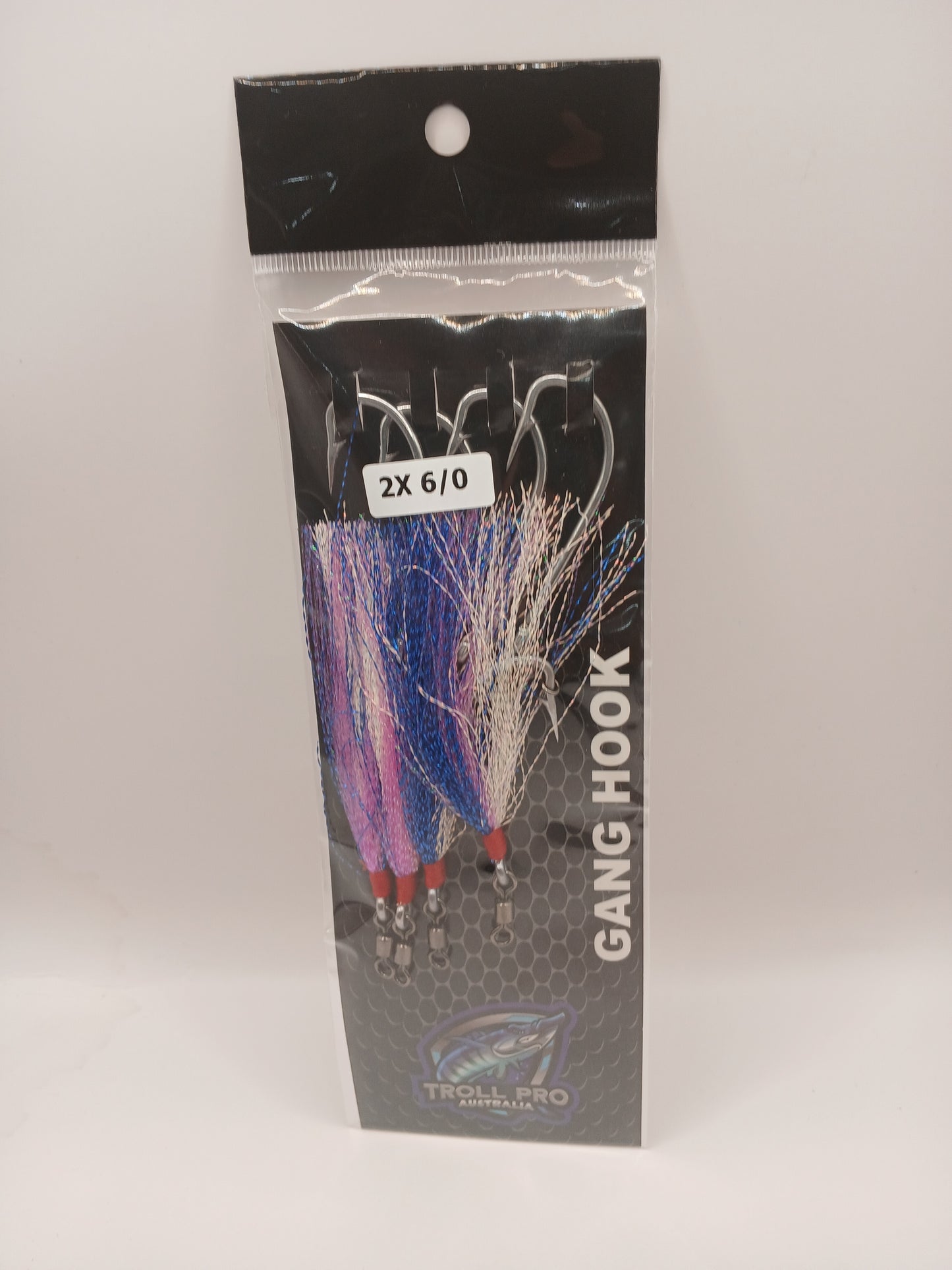 Gang Hooks 2 X 6/0 Blue/Lumo Flash