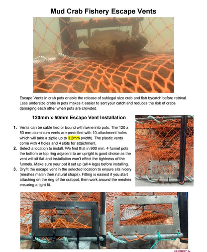 Mud Crab Fishery Escape Vents QLD x 50