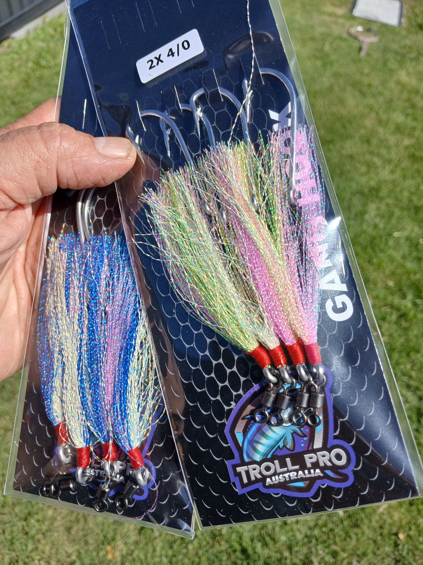 Gang Hooks 2 X 4/0 Blue/Lumo Flash