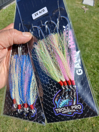 Gang Hooks 2 X 4/0 Blue/Lumo Flash