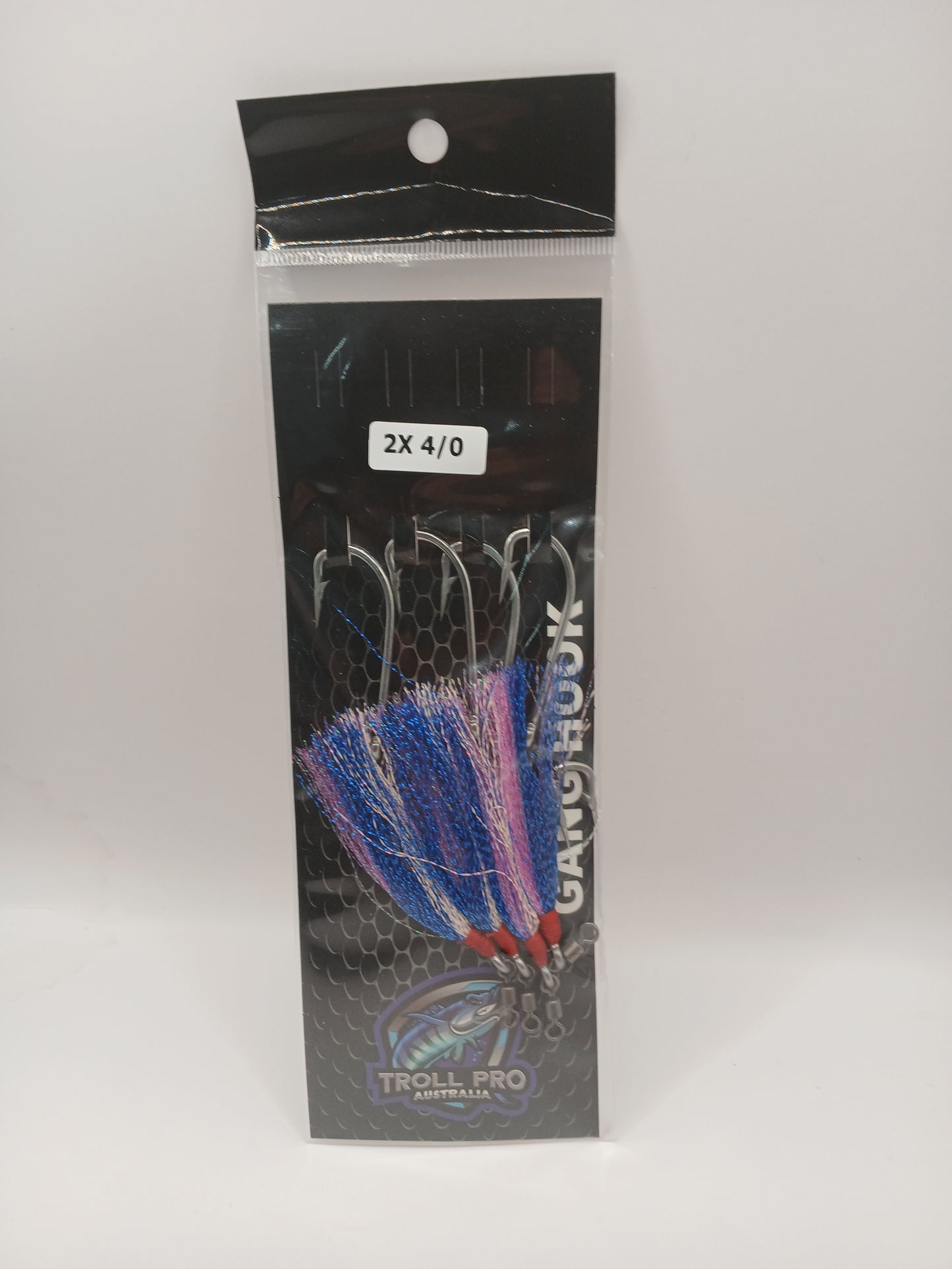 Gang Hooks 2 X 4/0 Blue/Lumo Flash