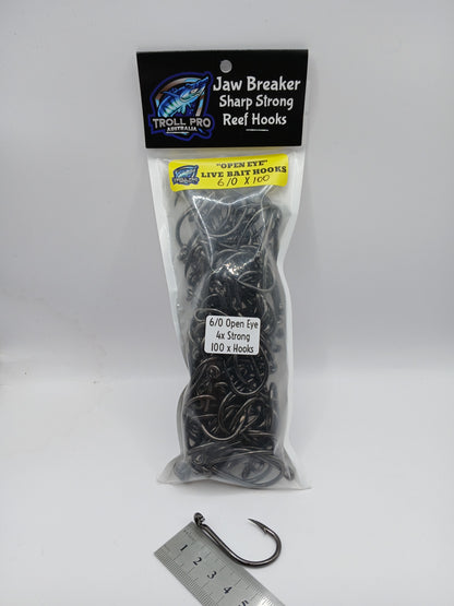 6/0 Open Eye Hooks x 100