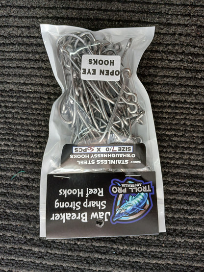 5/0 OPEN EYE Stainless Steel O'Shaughnessy hooks