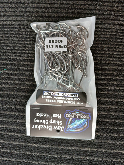 5/0 OPEN EYE Stainless Steel O'Shaughnessy hooks